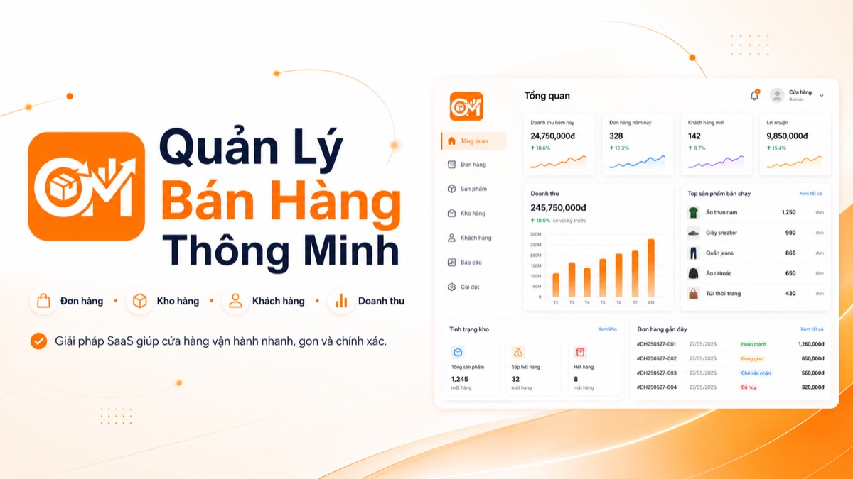 Giao diện dashboard quản lý bán hàng màu cam
